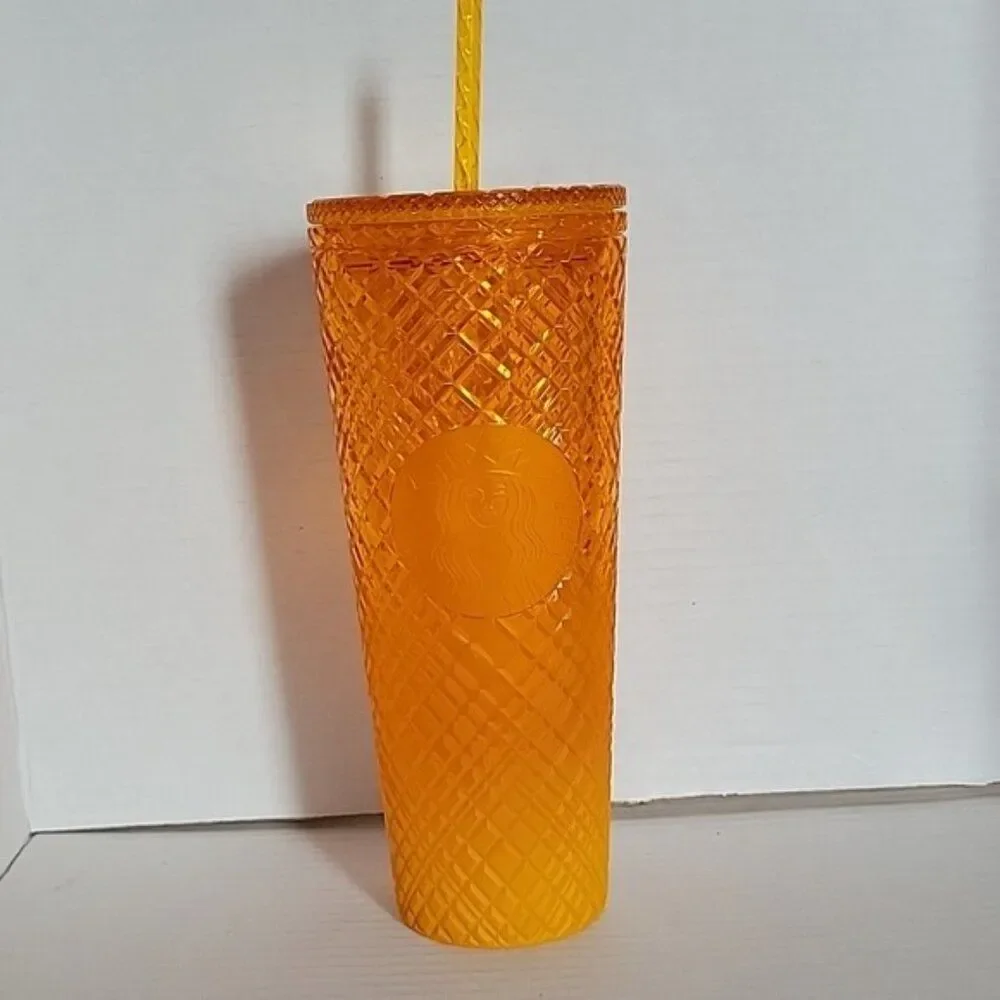 Starbucks Cold Travel Tumbler Cup 2021 24 Oz Venti Ombre Orange Mango Jeweled